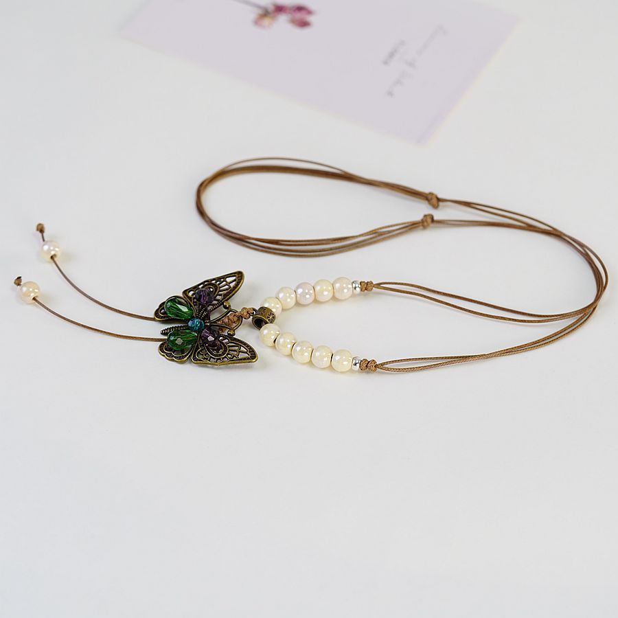 Wholesale Butterfly Long Ceramic Beads Necklace